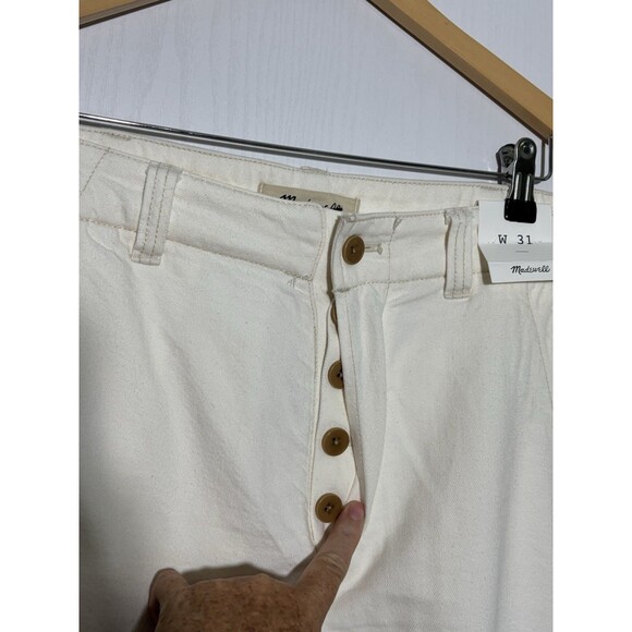 Madewell Patch Pocket Jeans Mens 31 White Ivory Ecru Relaxed Summer Denim New - Picture 7 of 16